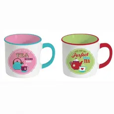 Retro Break Tea σετ 2 κούπες 300 ml ροζ-πράσινο