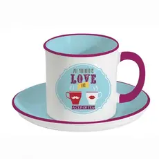 Retro Break Tea Blue φλιτζάνι 225 ml με πιάτο