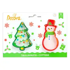 Decora πλαστικά κουπάτ σετ 2 τεμ. έλατο & χιονάνθρωπος