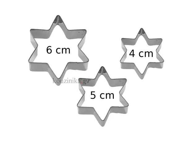 Σετ 3 ανοξείδωτα κουπάτ αστέρι 4-5-6 cm
