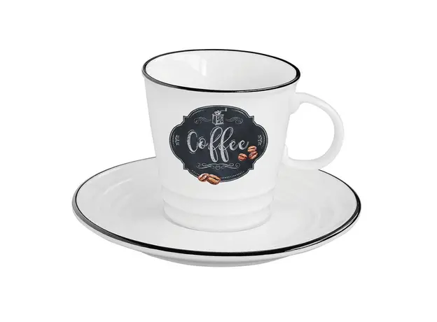 Φλυτζάνι Coffee με πιάτο 300ml Kitchen Basic